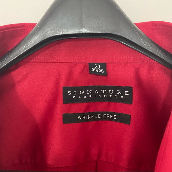 Signature Carrington Red Button Down Dress Shirt - Size: 20/35-36 - Picture 2 of 2